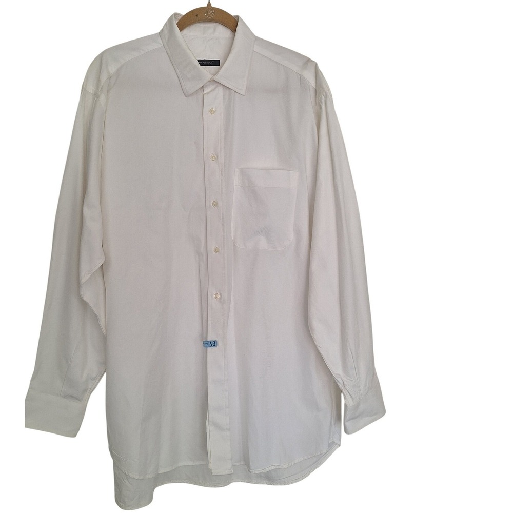 Men's Burberry White Cotton Long Sleeve Pocket Shirt Size 17/35